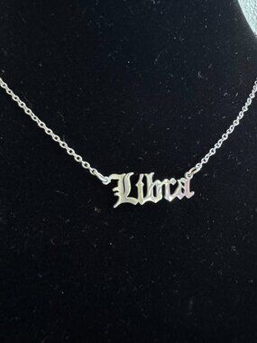 Vintage “Libra” Pendant Necklace – Gothic Font